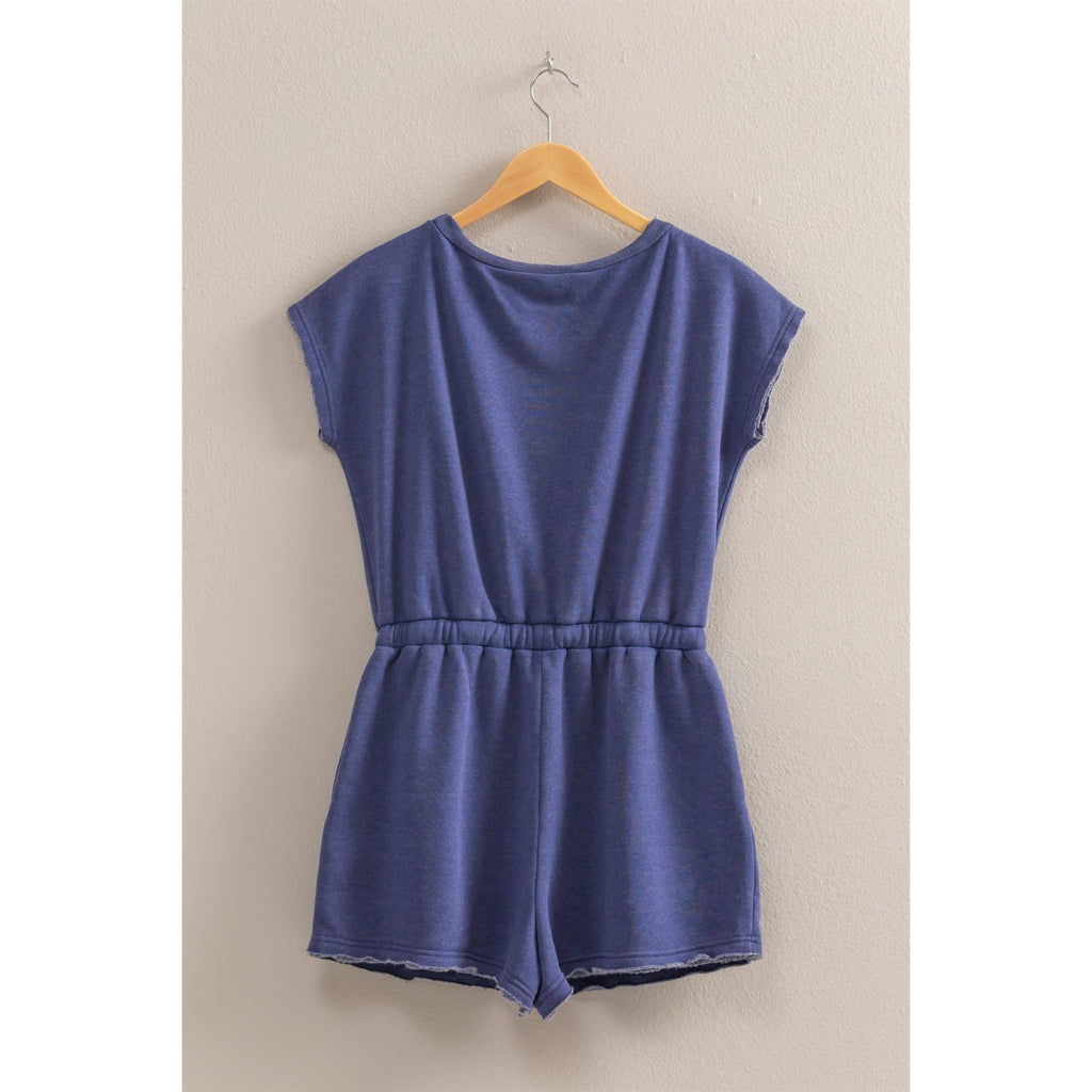 Cap Sleeve Drawstring Waist Romper