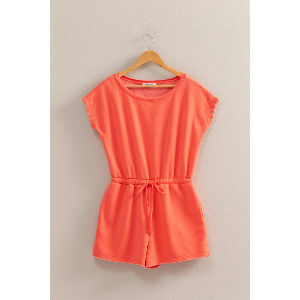 Cap Sleeve Drawstring Waist Romper