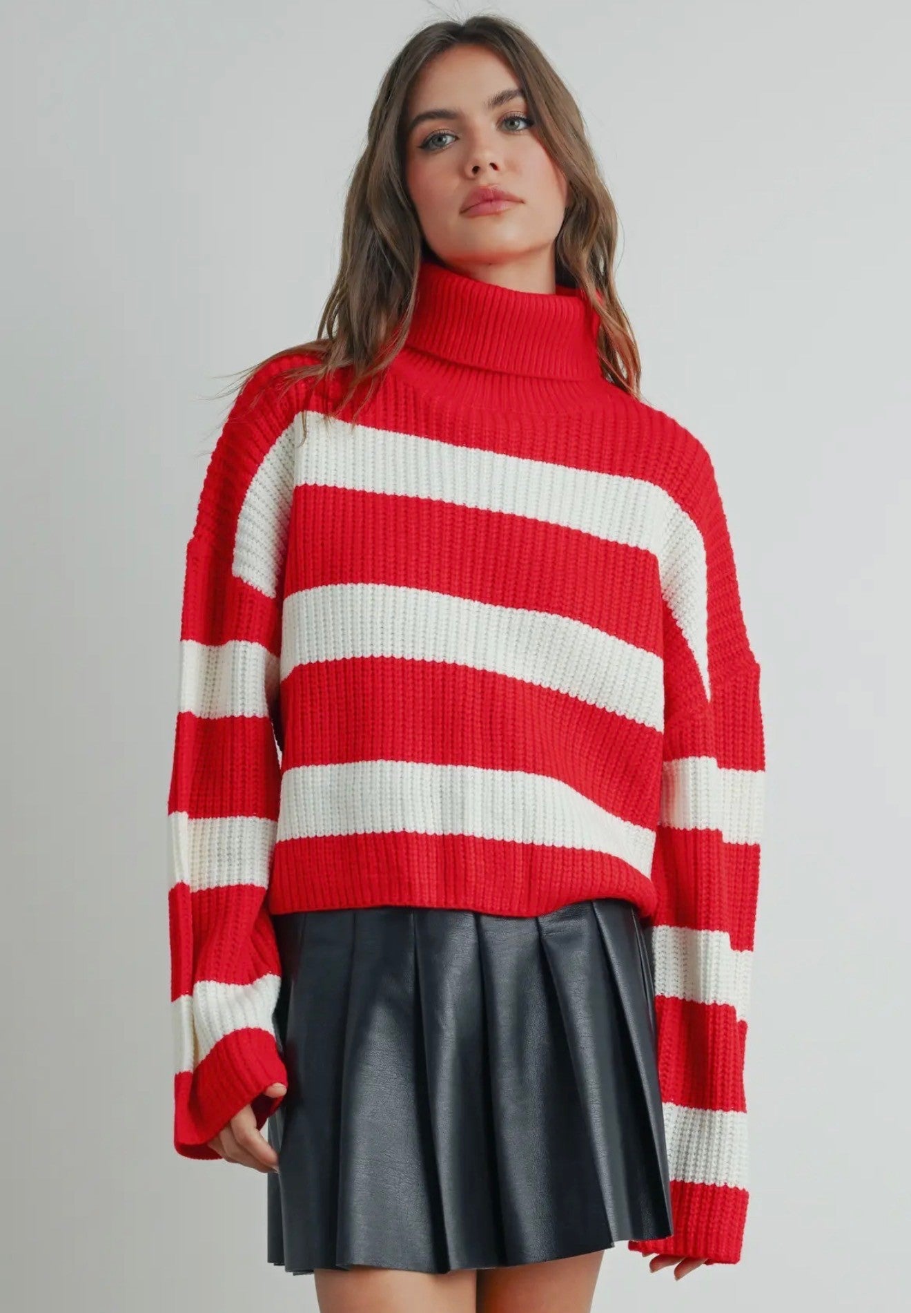 Chunky Turtleneck Stripe Sweater