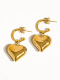 18K Non-Tarnish Dangle Heart Earring