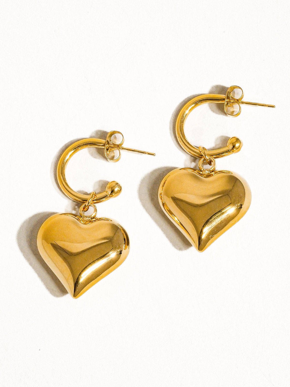 18K Non-Tarnish Dangle Heart Earring