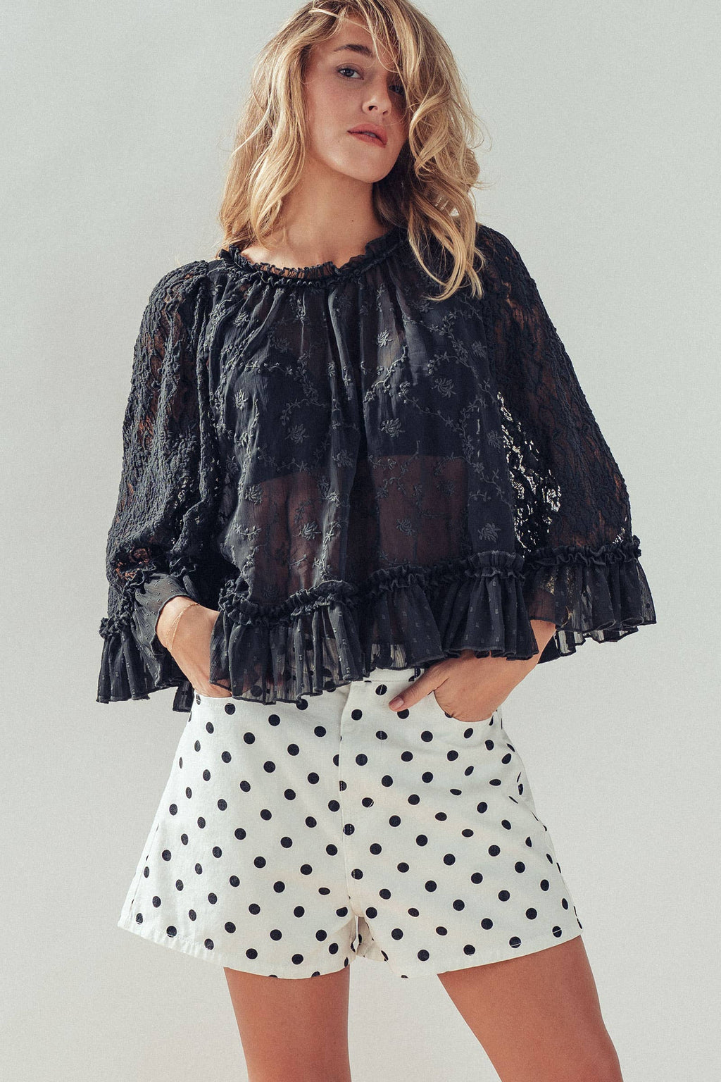 Polka Dot High-Waist Shorts