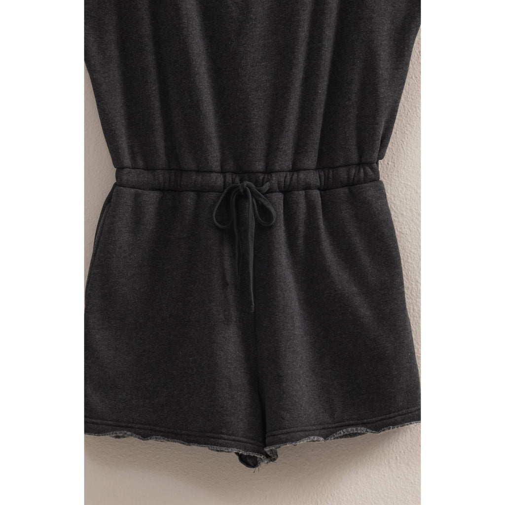 Cap Sleeve Drawstring Waist Romper