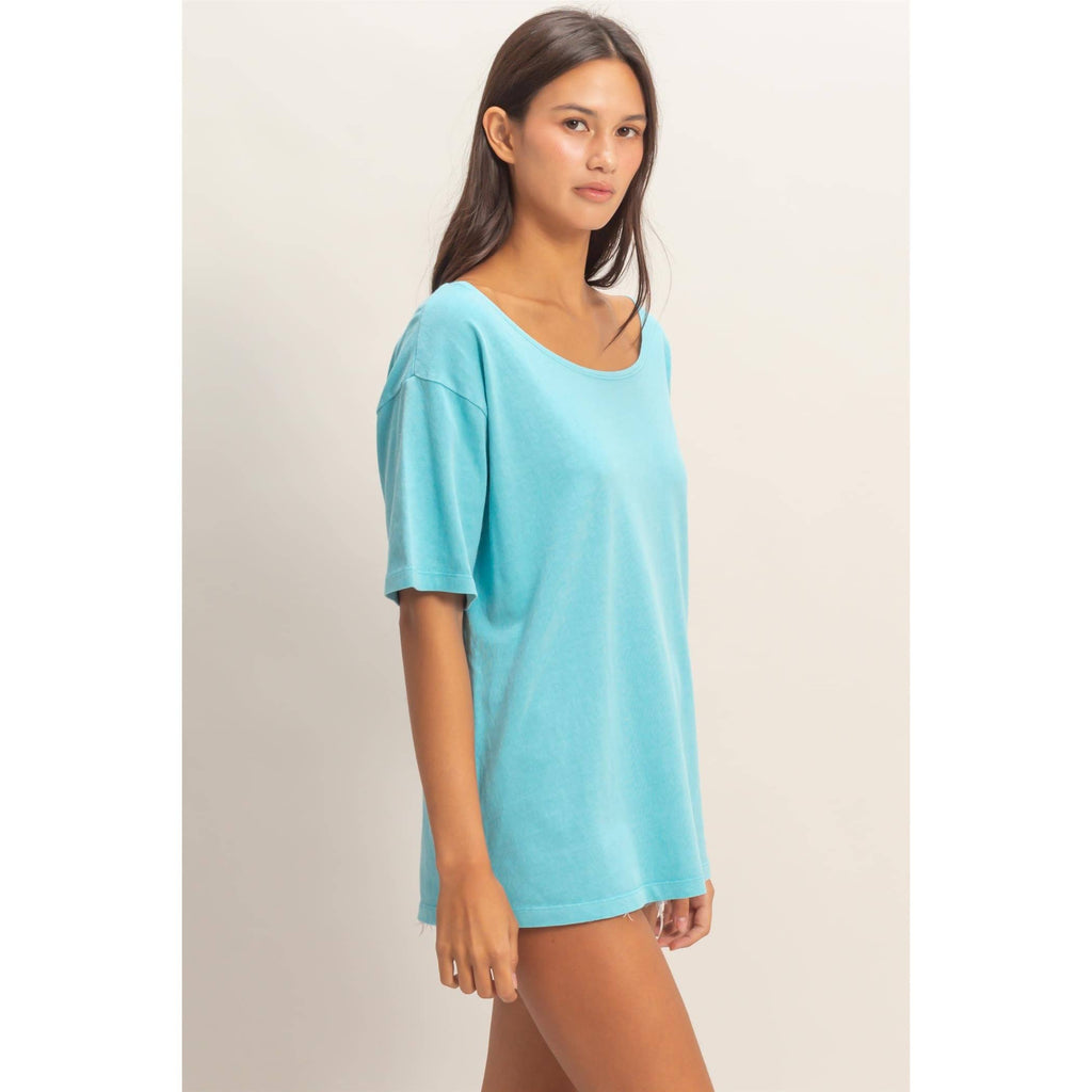 Boat Neck Short Sleeve Basic Tee