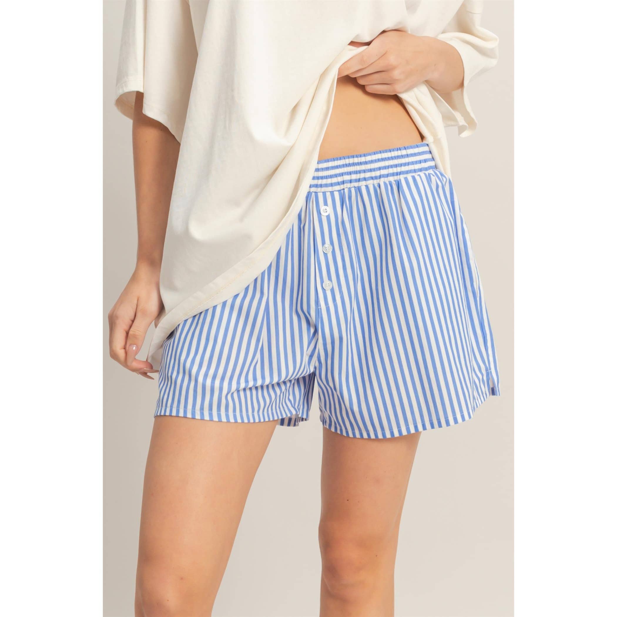 Striped Elastic Waist Boxer Shorts