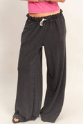 Fold Over Waist Wide Leg Sweatpant