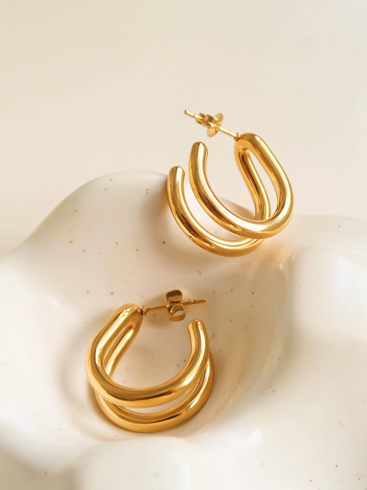 18K Gold Non-Tarnish C Hoop Earring