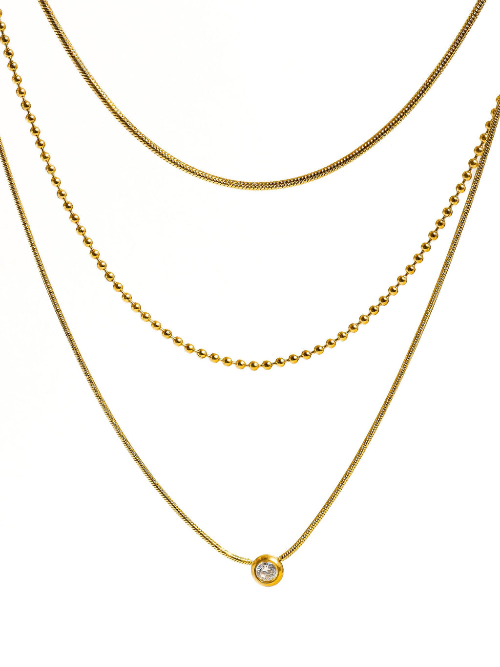 18K Gold Non-Tarnish Paulette Layer Necklace