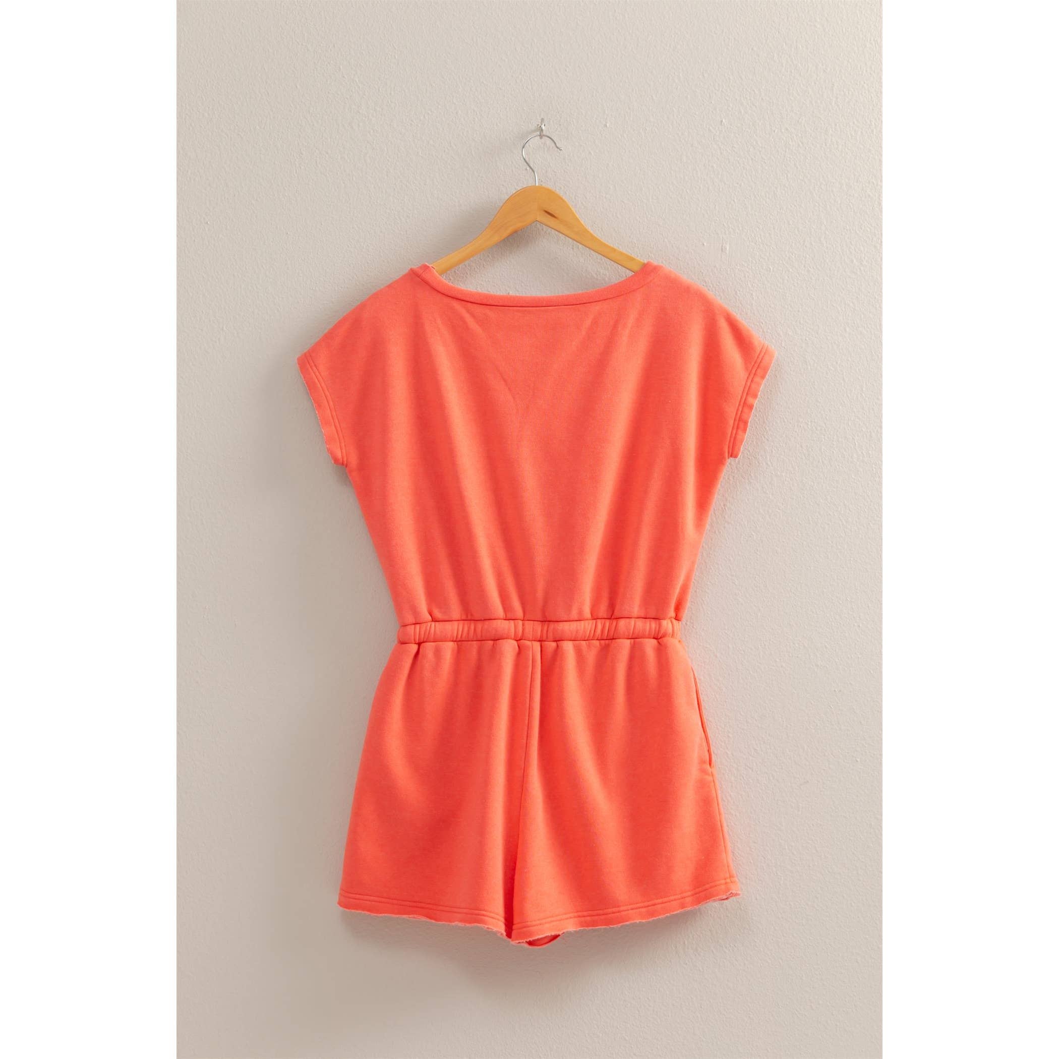 Cap Sleeve Drawstring Waist Romper