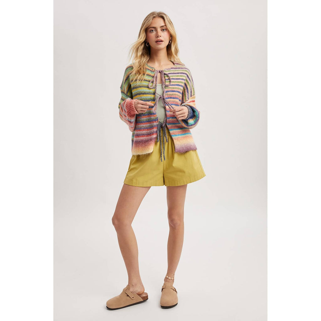 Viral Rainbow Tie Knit Cardigan
