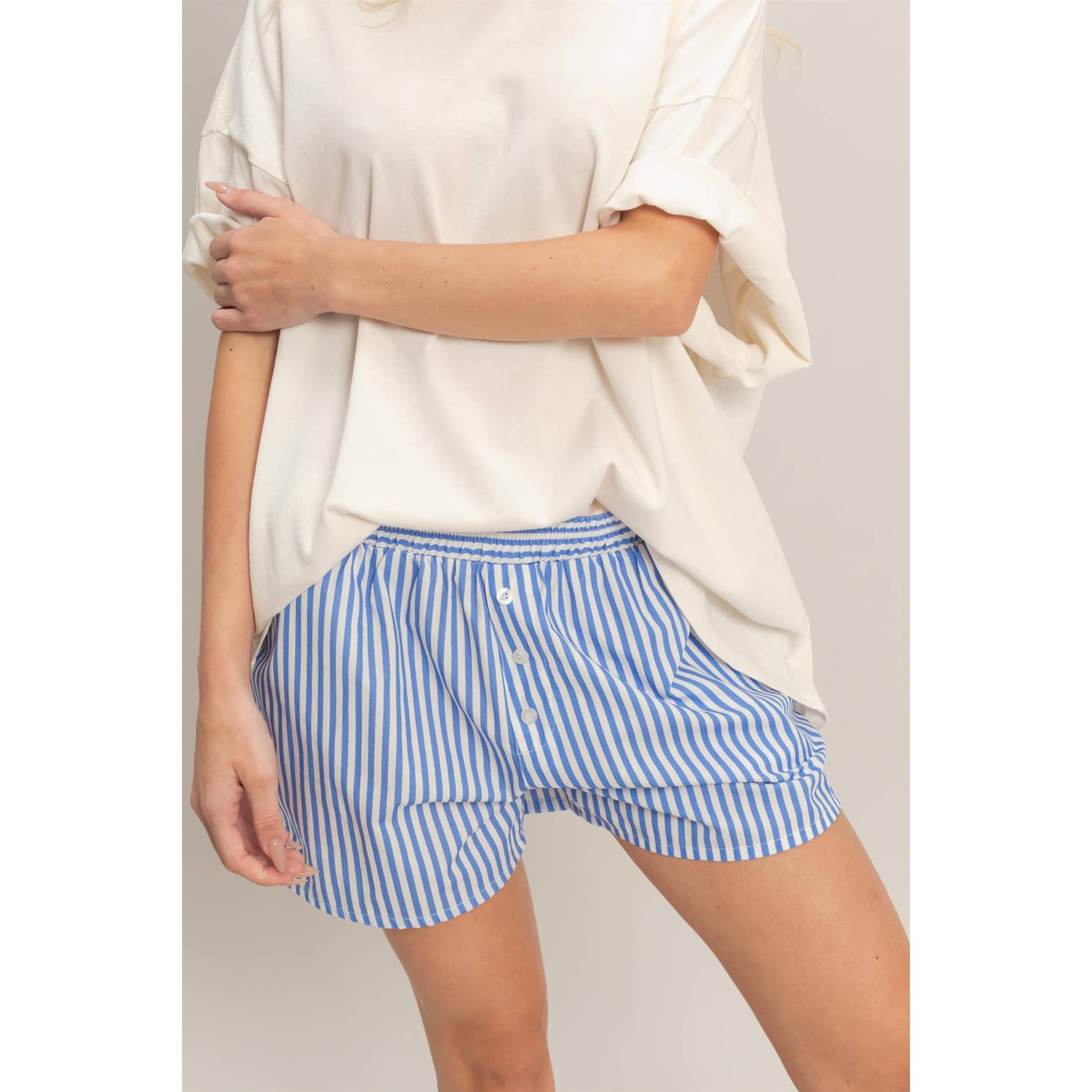 Striped Elastic Waist Boxer Shorts