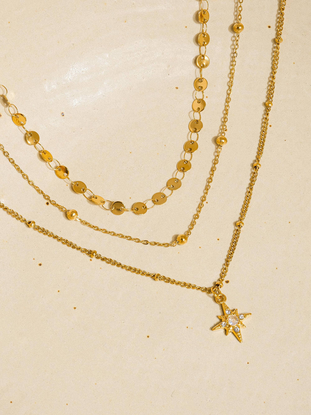 18K Non-Tarnish Layered Star Necklace