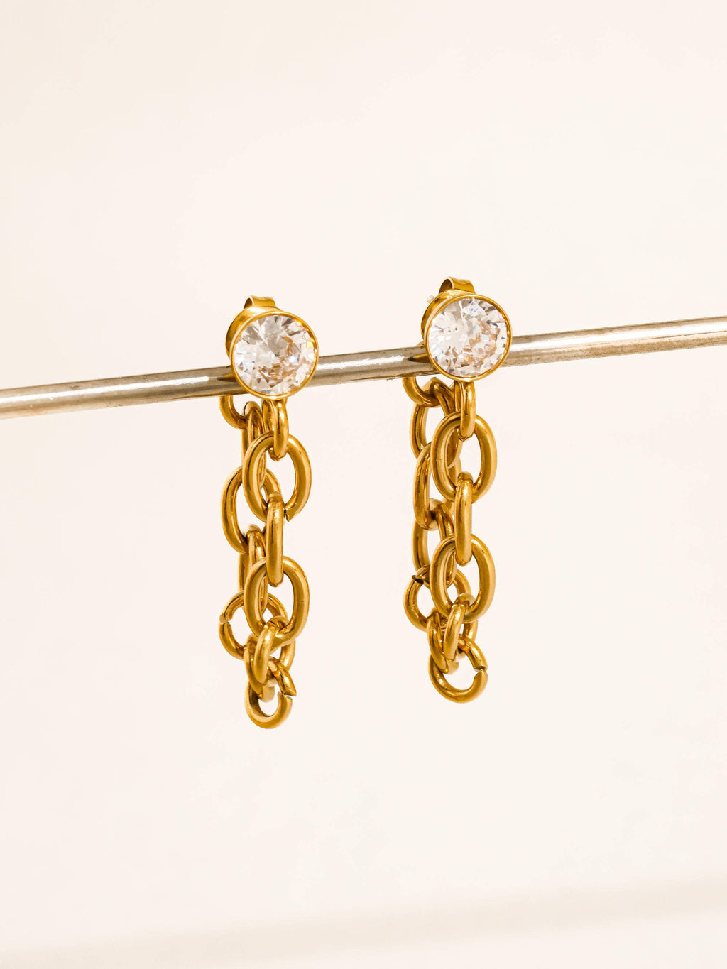 18K Gold Non-Tarnish Crystal Earrings