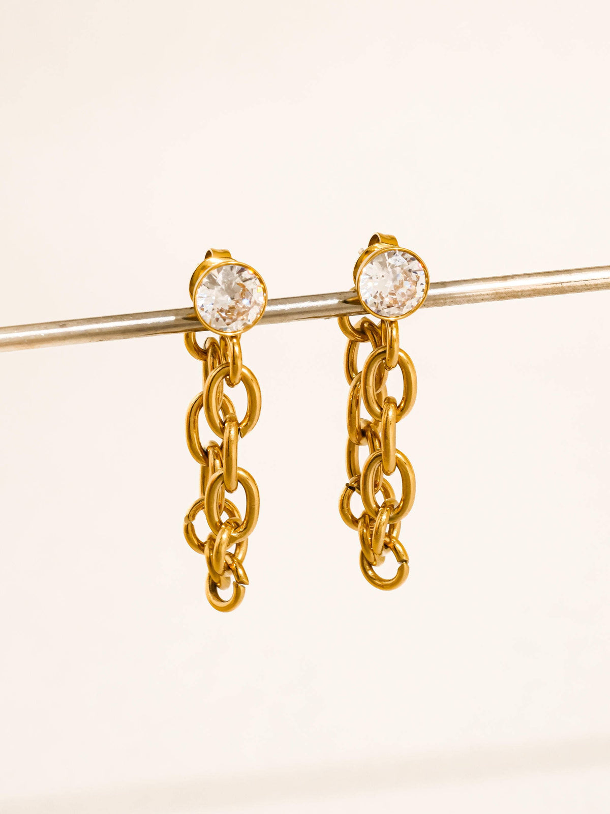 18K Gold Non-Tarnish Crystal Earrings