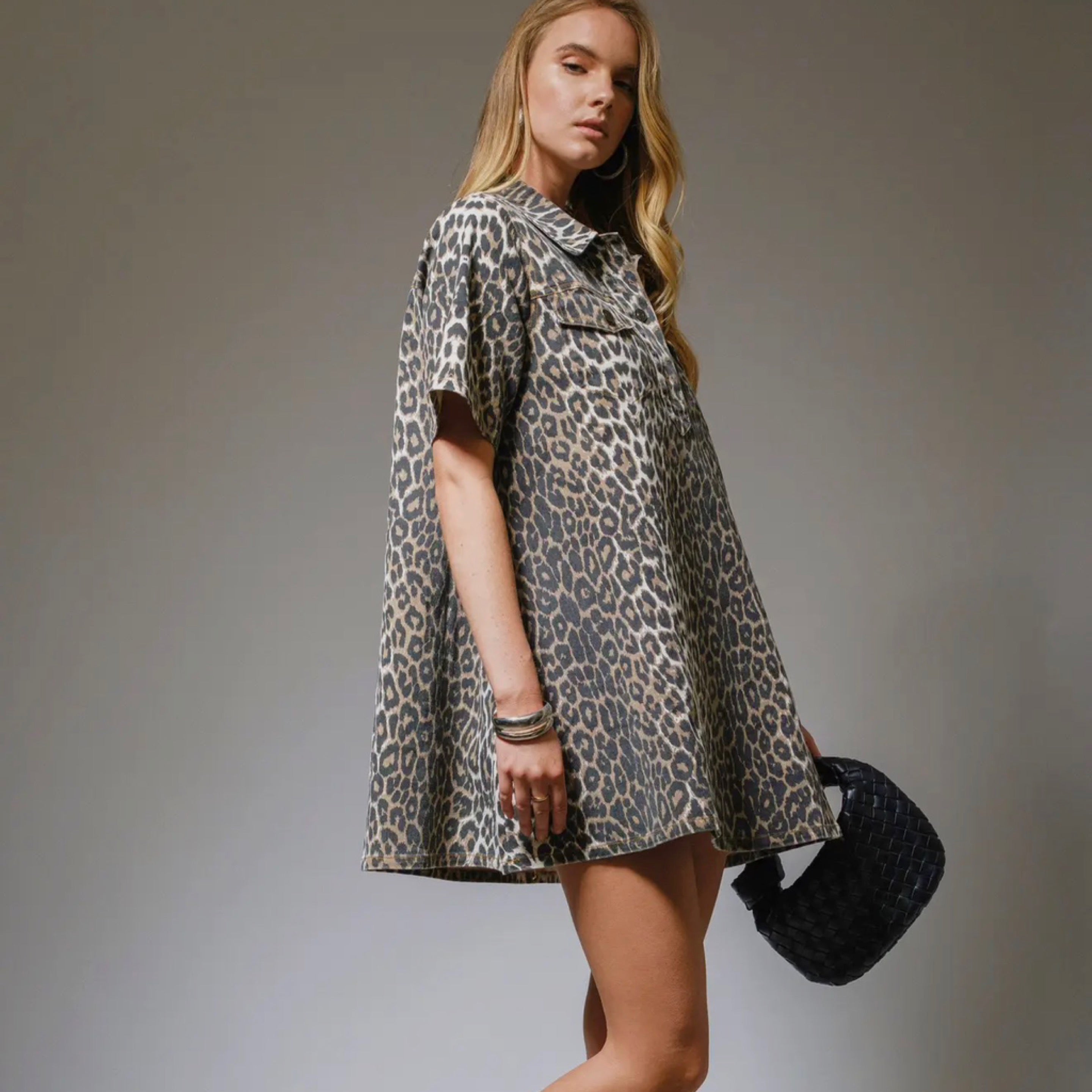 Leopard Denim Dress
