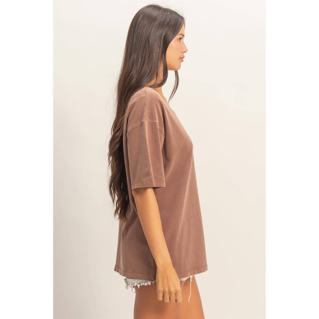 Boat Neck Short Sleeve Basic Tee