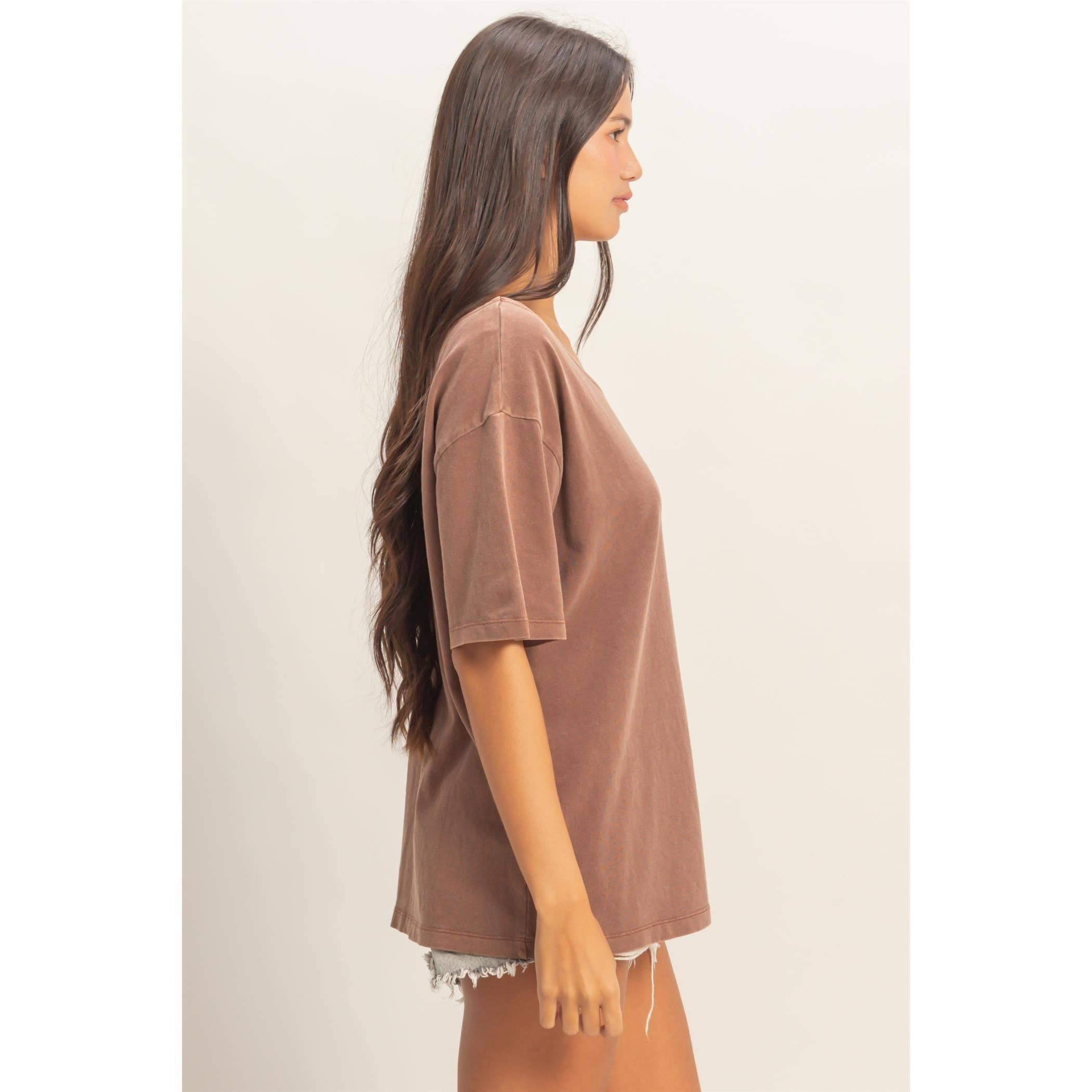 Boat Neck Short Sleeve Basic Tee