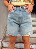 Distressed Mid-Length Short