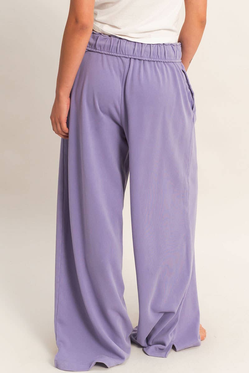 Fold Over Waist Wide Leg Sweatpant