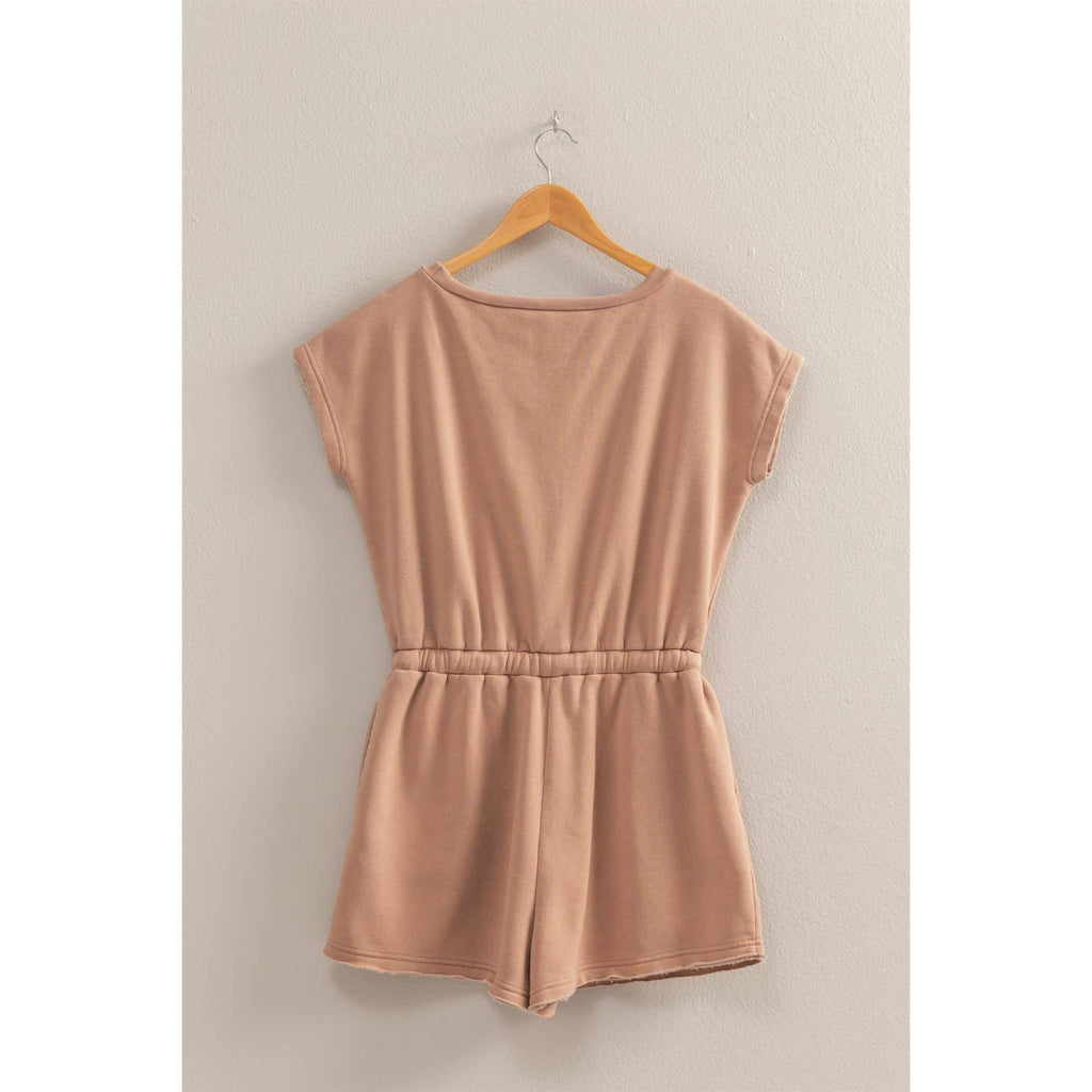 Cap Sleeve Drawstring Waist Romper