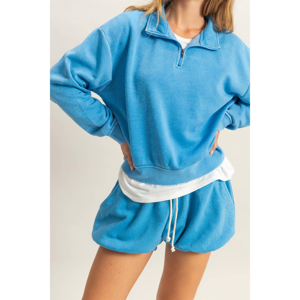 Drawstring Waist Bubbled Hem Shorts