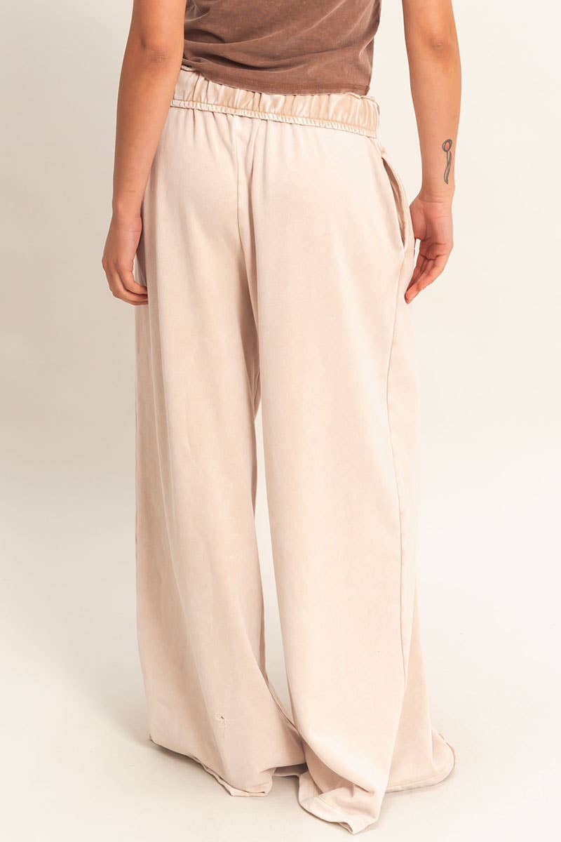 Fold Over Waist Wide Leg Sweatpant