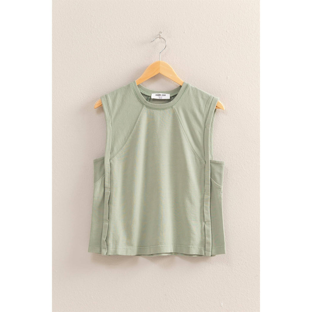 Round Neck Sleeveless Boxy Top