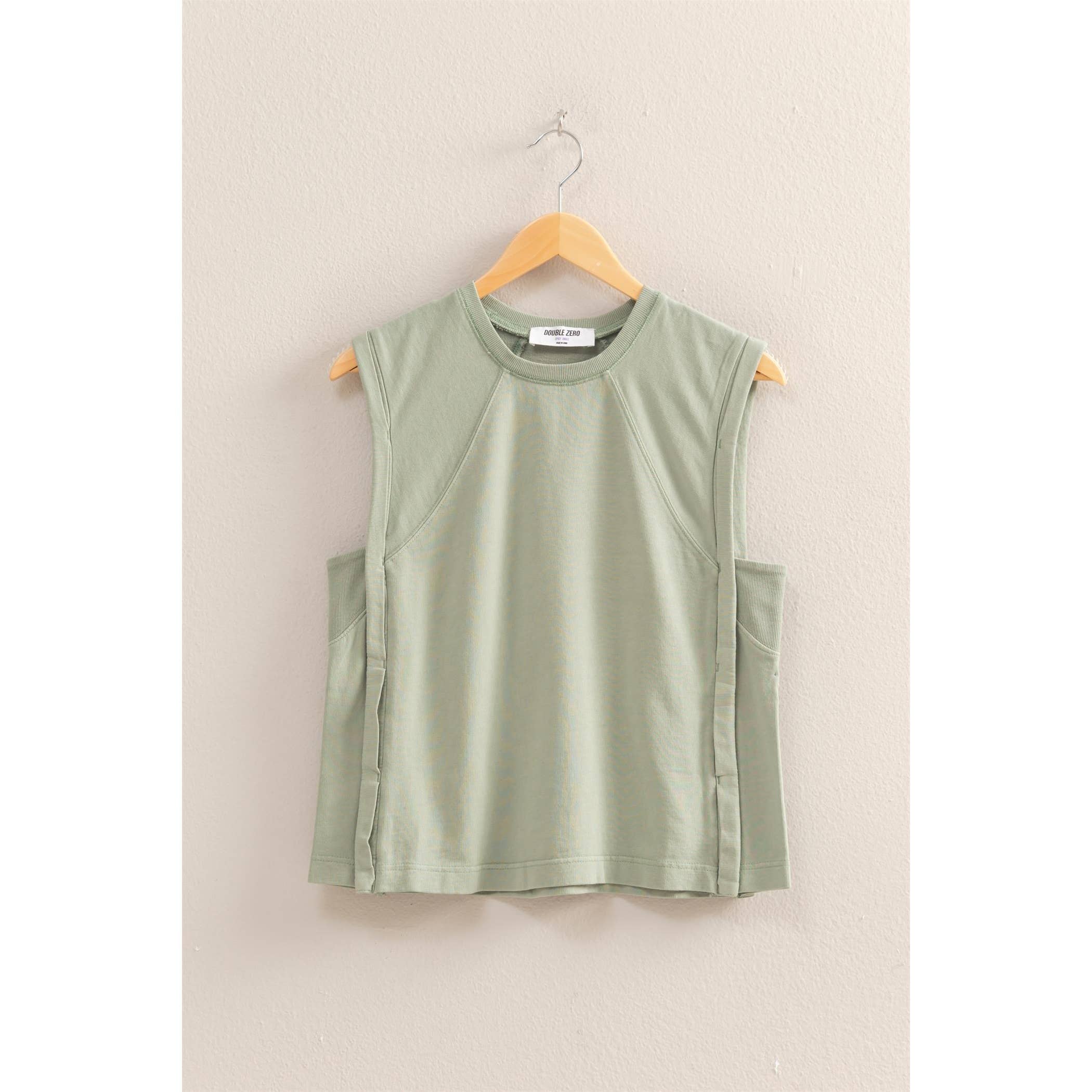 Round Neck Sleeveless Boxy Top