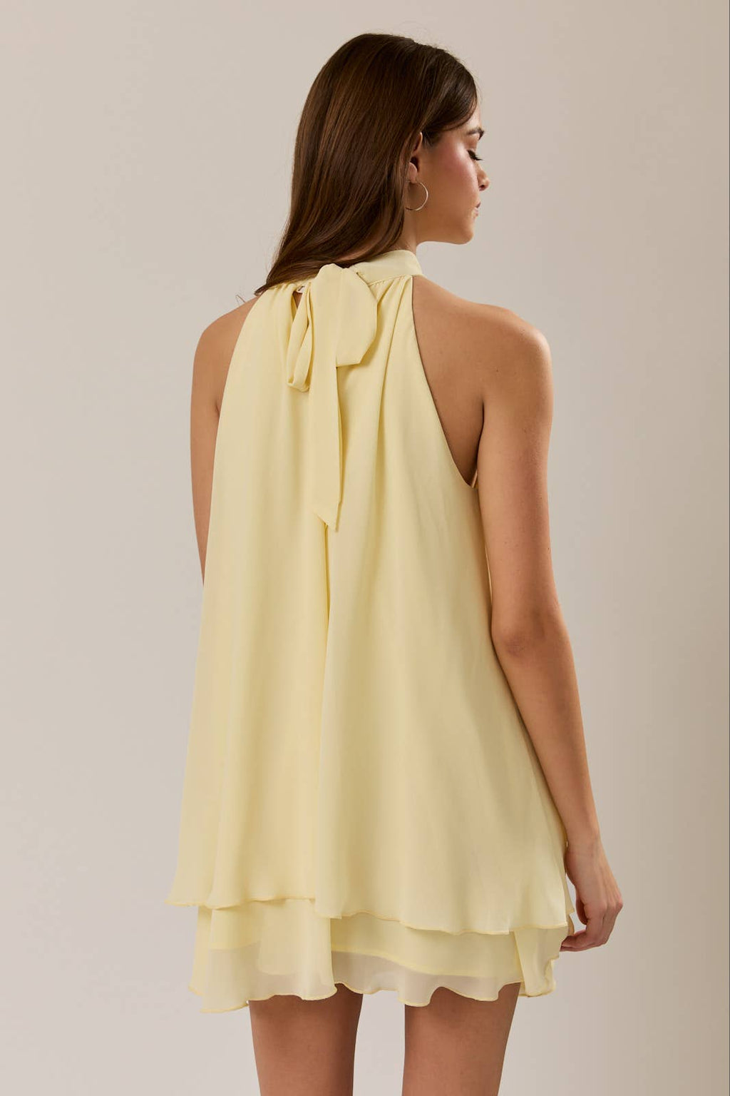 Halter Neck Ruffle Hem Mini Dress
