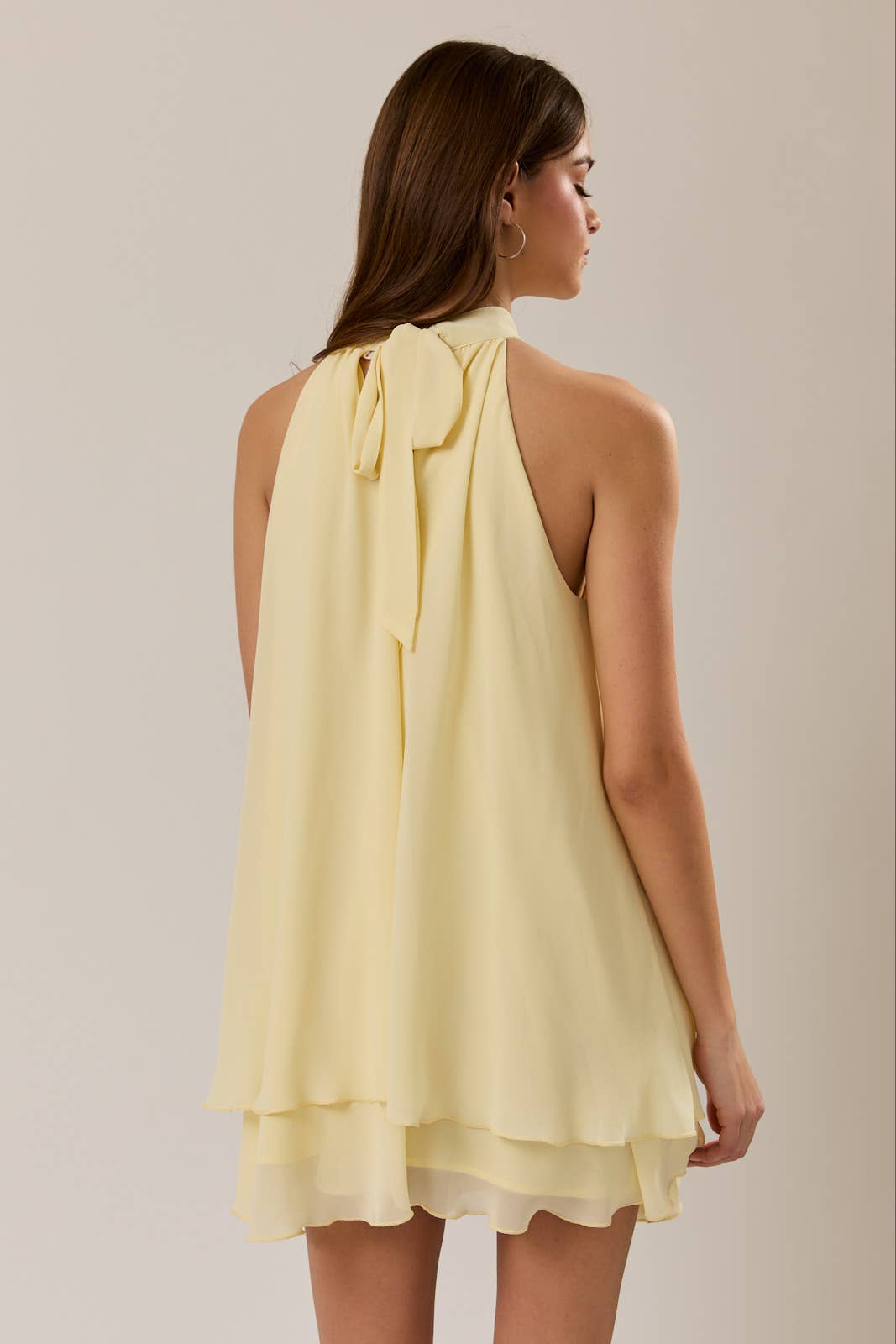 Halter Neck Ruffle Hem Mini Dress