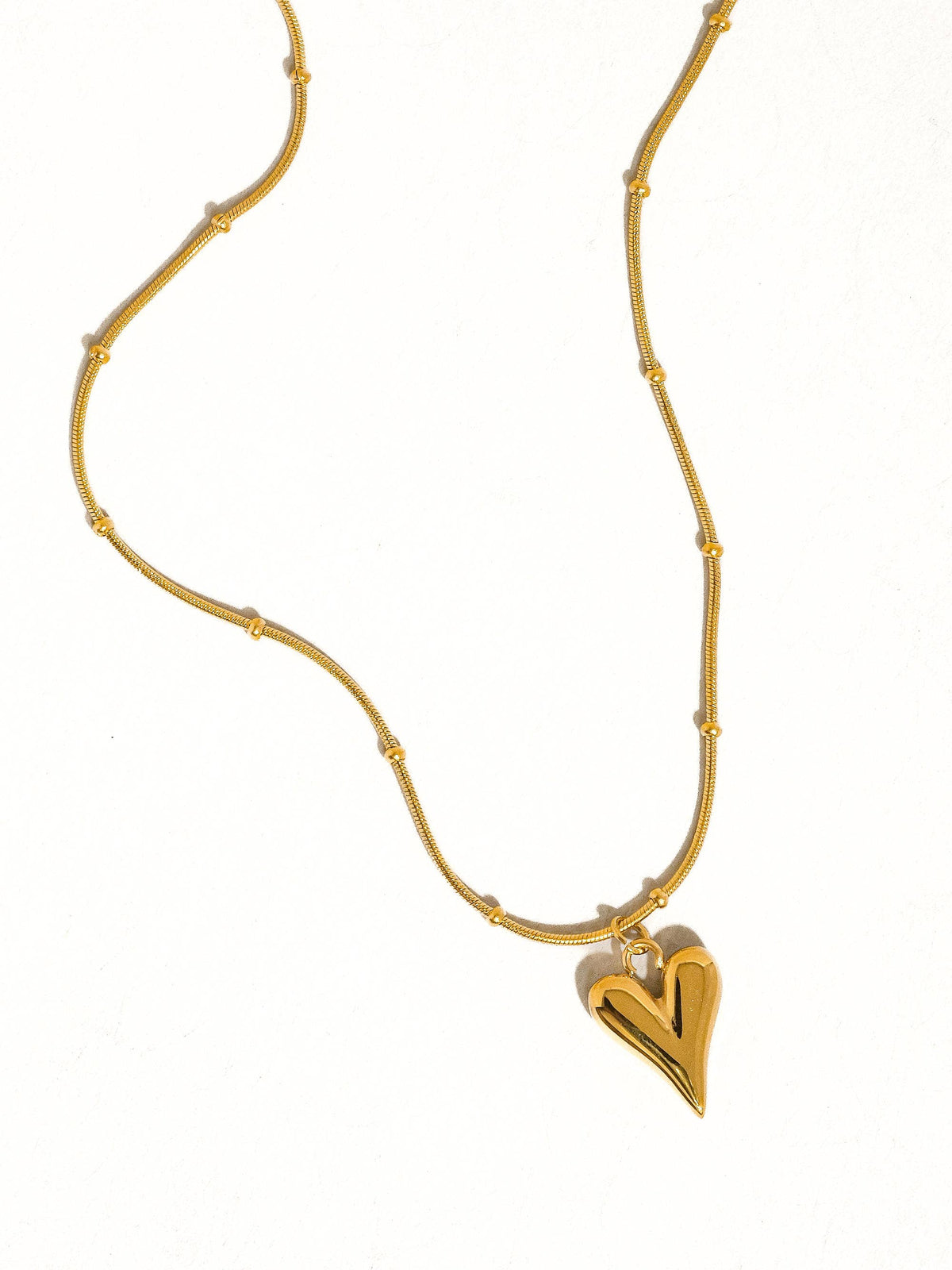 18K Gold Non-Tarnish Heart Necklace