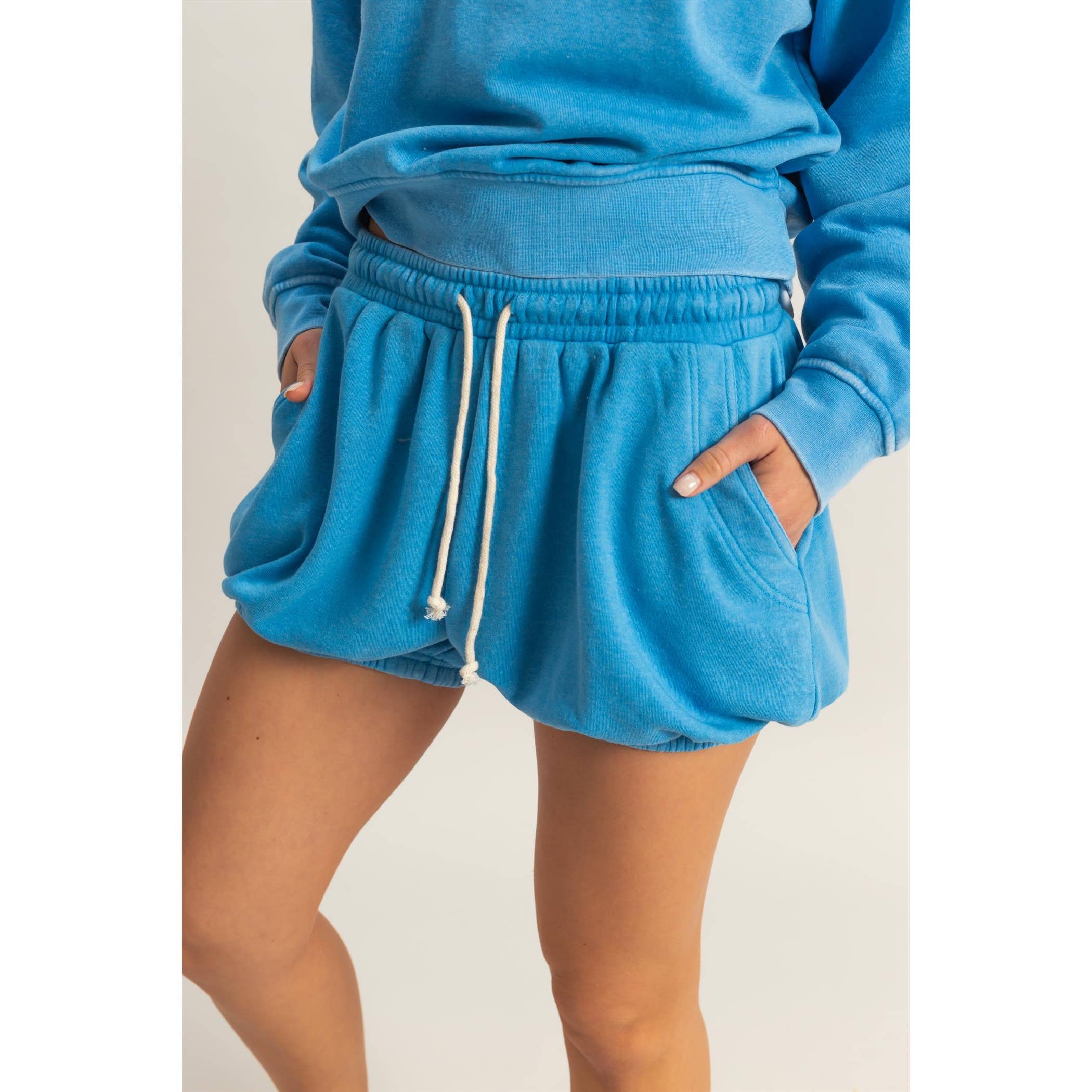 Drawstring Waist Bubbled Hem Shorts