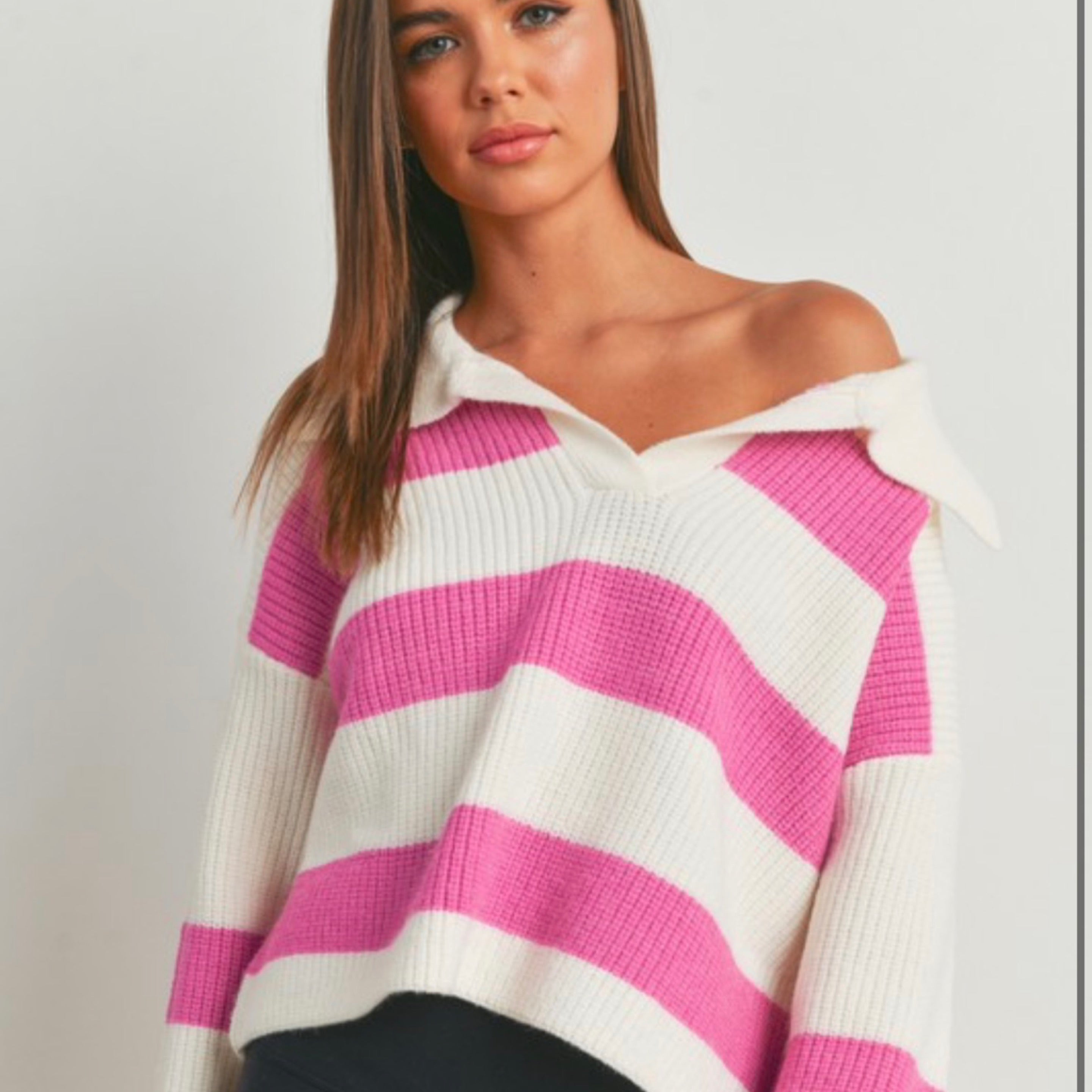 Collar Stripe Sweater