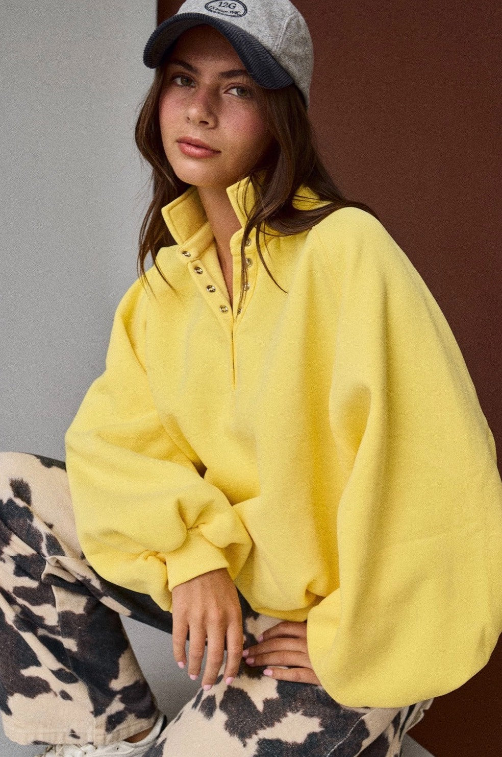 Snap Button Collar Pullover