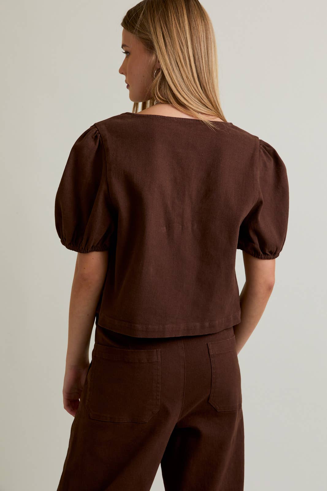 Brown Tie Front Top