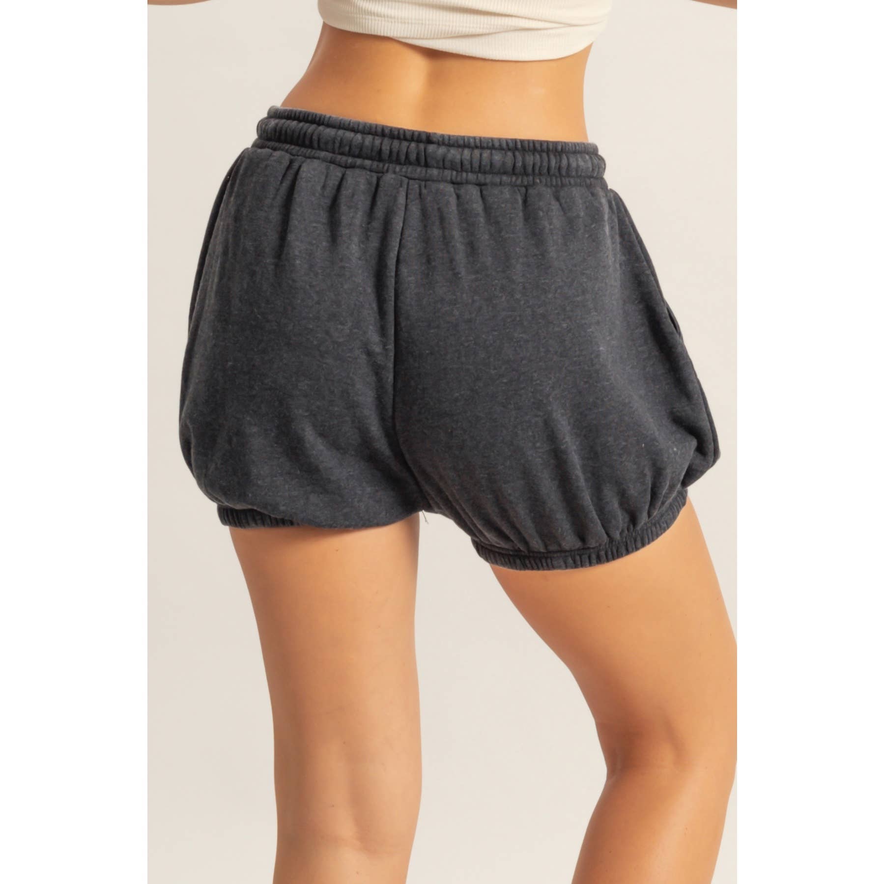 Drawstring Waist Bubbled Hem Shorts
