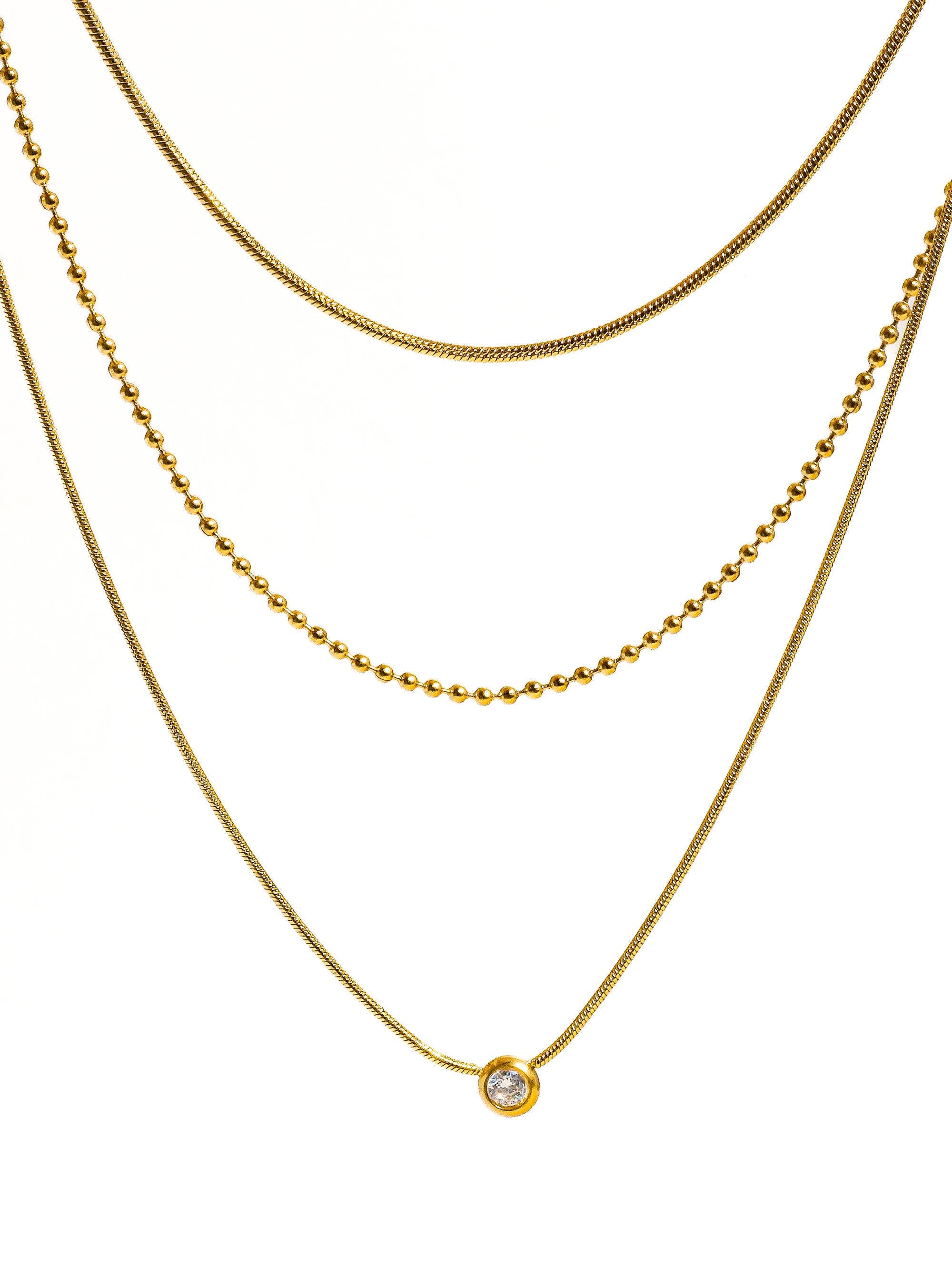 18K Gold Non-Tarnish Paulette Layer Necklace