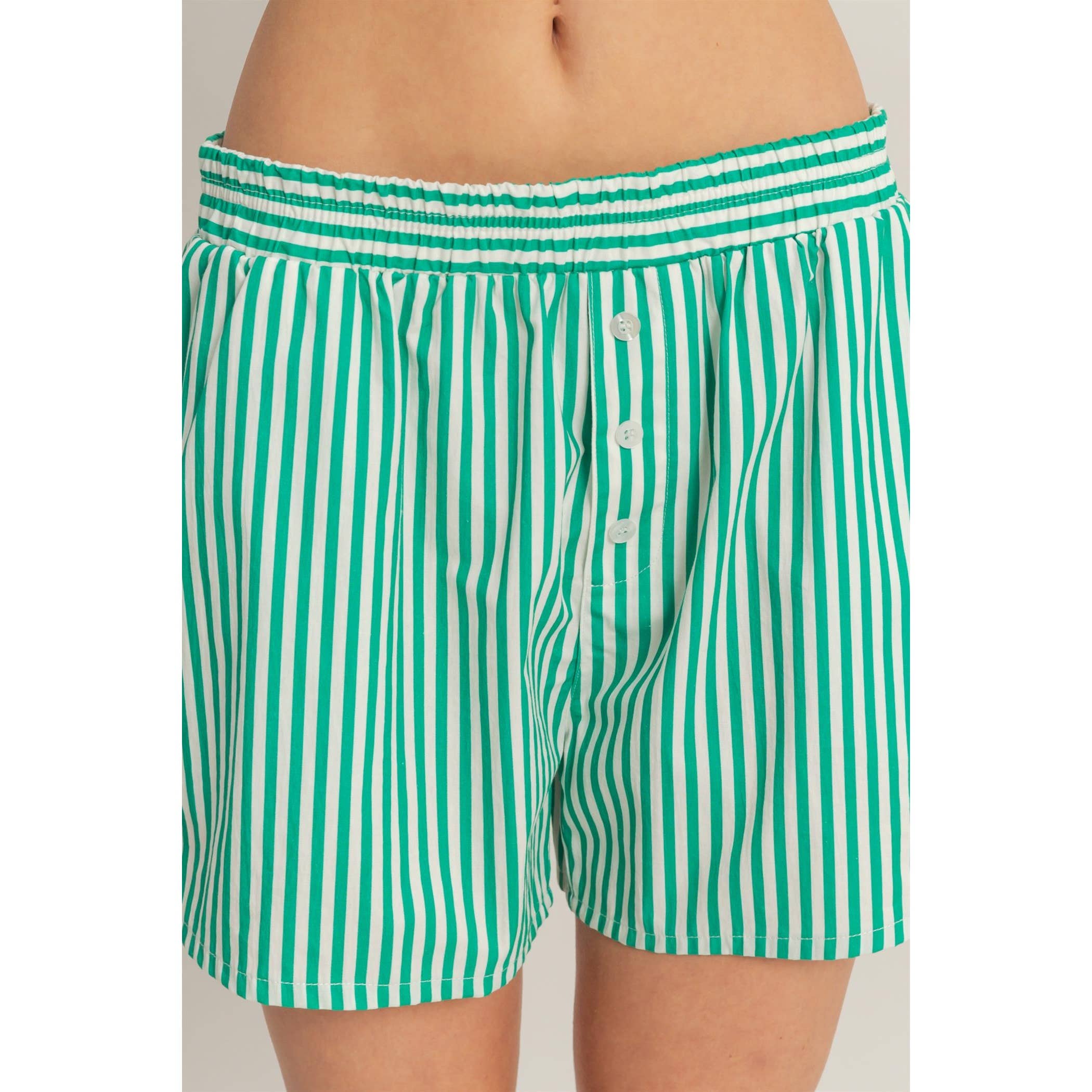 Striped Elastic Waist Boxer Shorts