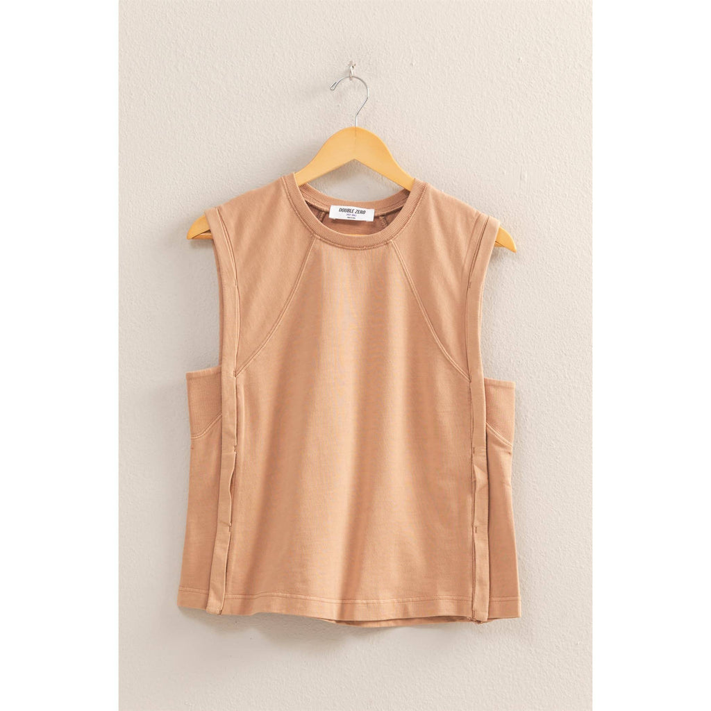 Round Neck Sleeveless Boxy Top