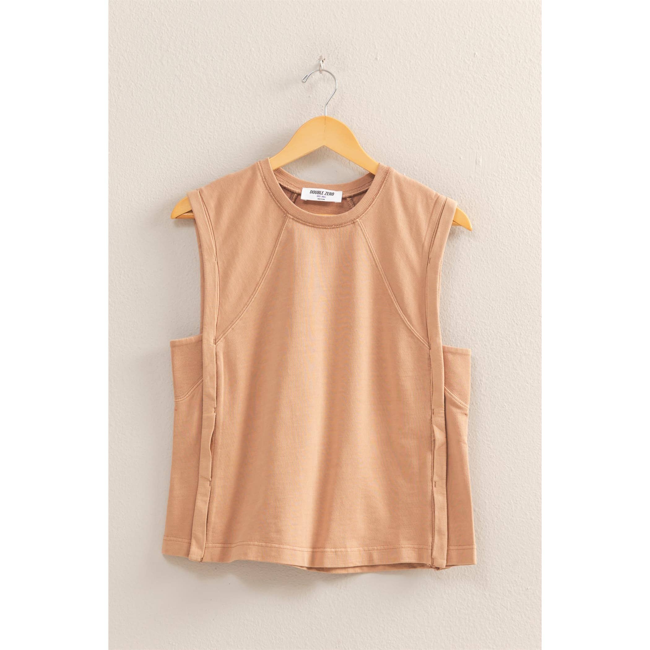 Round Neck Sleeveless Boxy Top