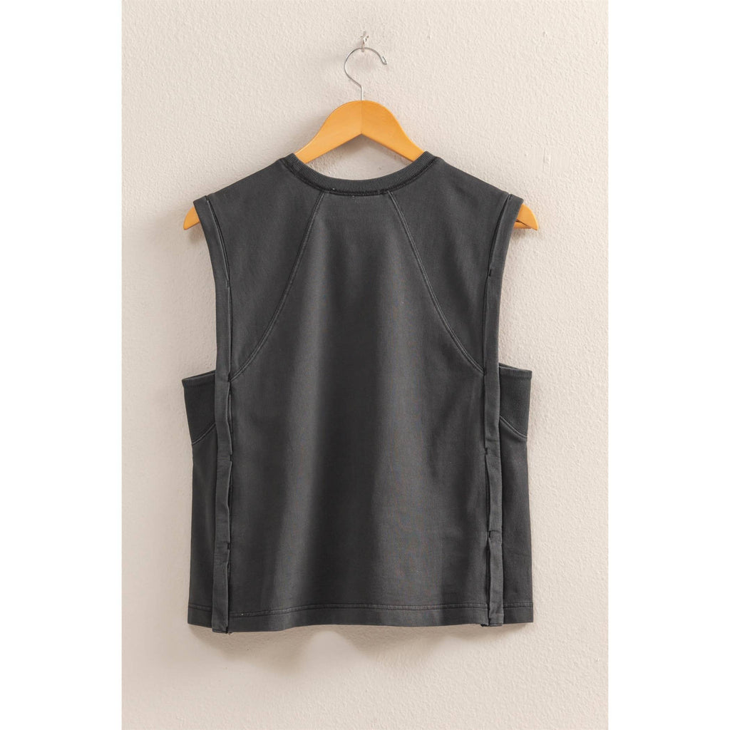 Round Neck Sleeveless Boxy Top