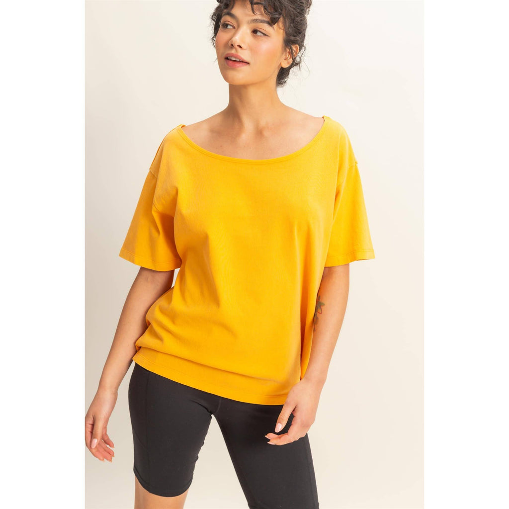 Boat Neck Short Sleeve Basic Tee