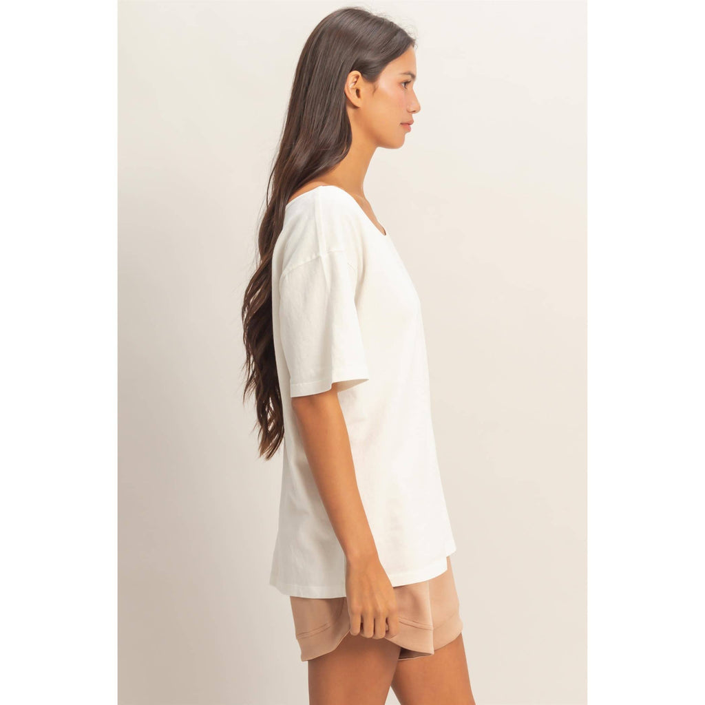 Boat Neck Short Sleeve Basic Tee