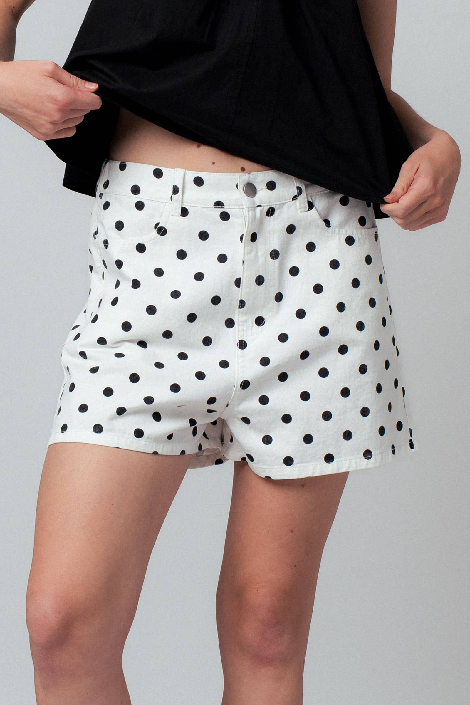 Polka Dot High-Waist Shorts