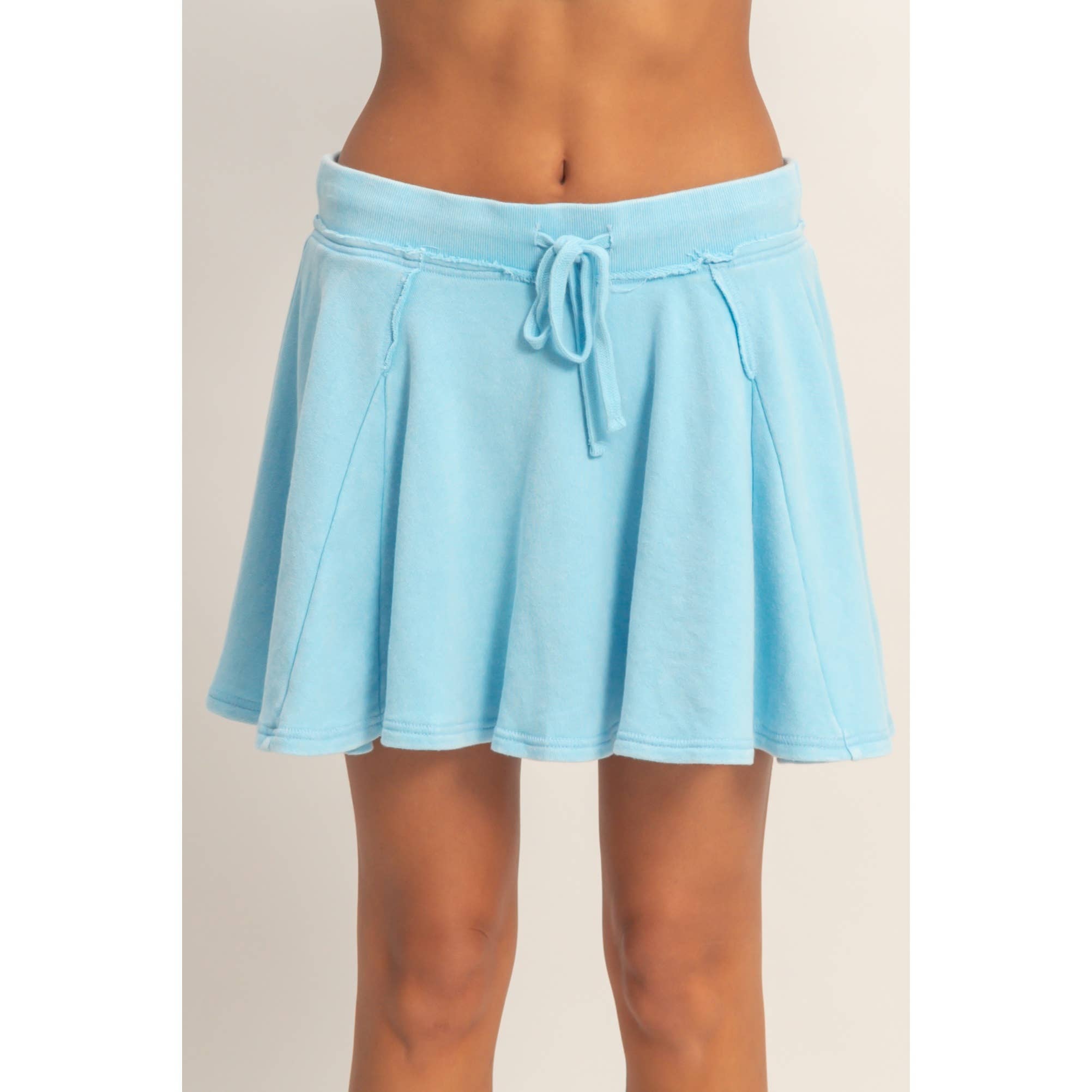 Acid Washed Mid Waist Flowy Skort