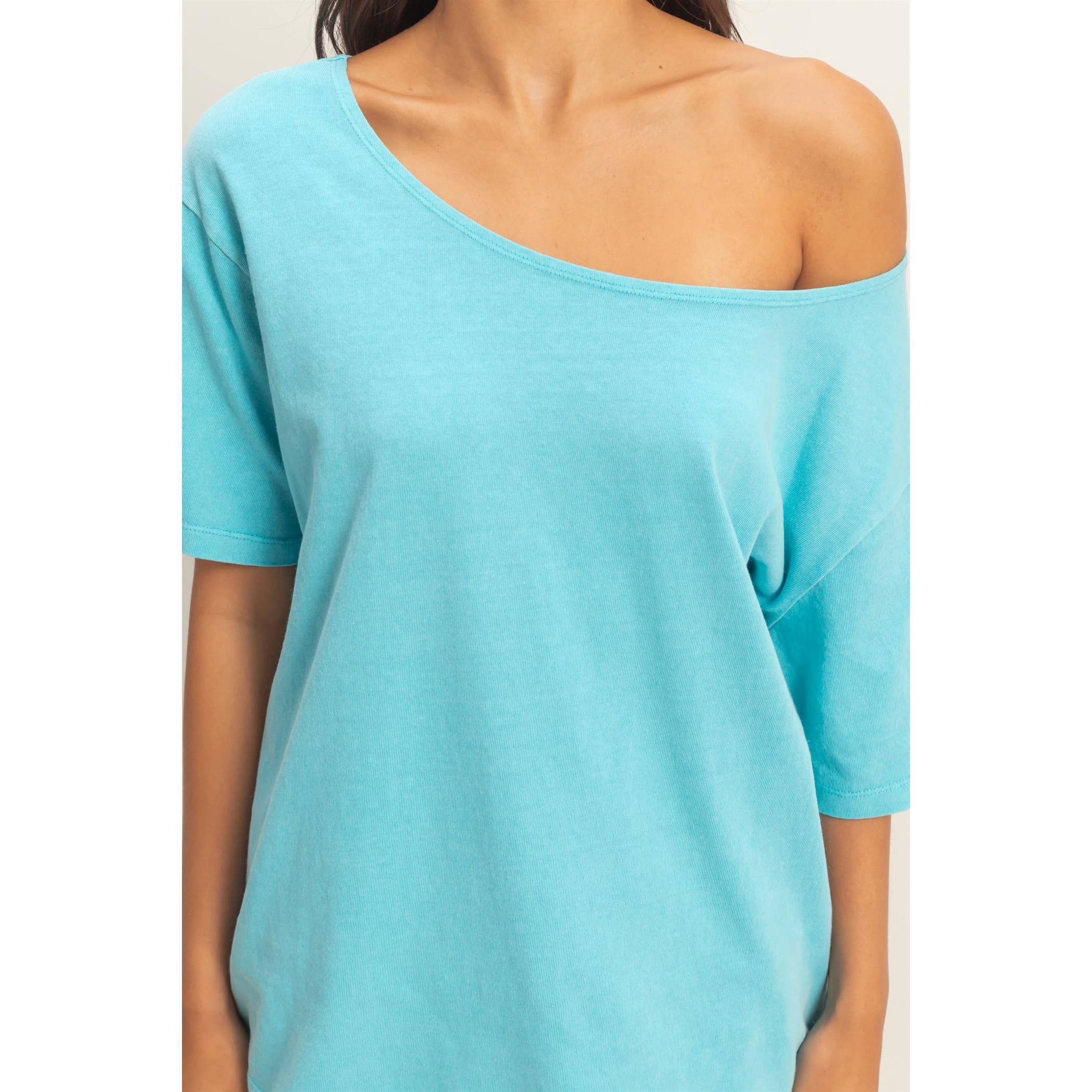 Boat Neck Short Sleeve Basic Tee