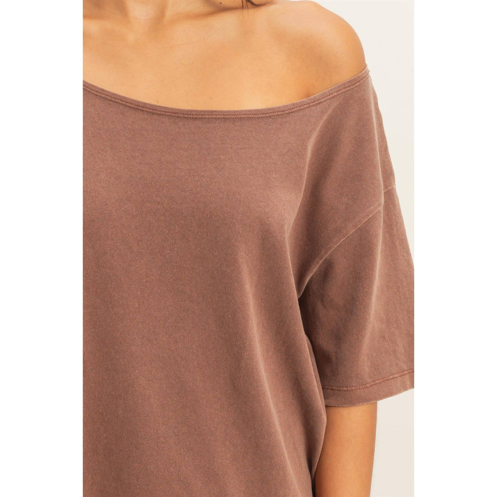 Boat Neck Short Sleeve Basic Tee