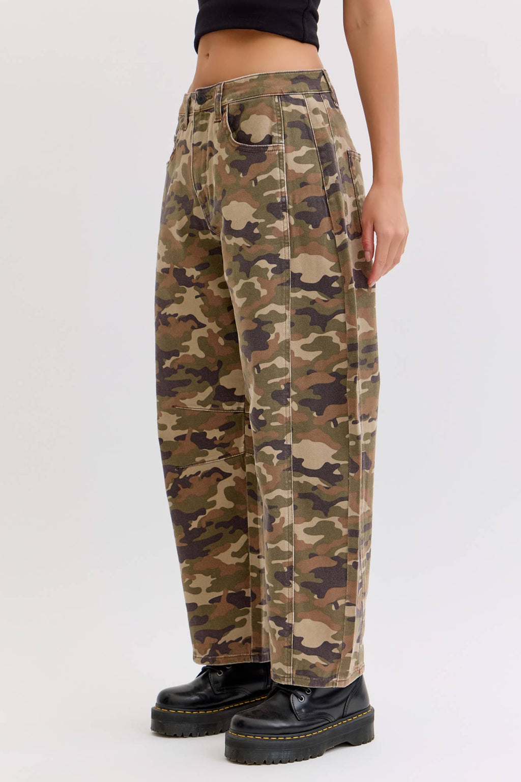 Camo Mid Waisted Barrel Jean