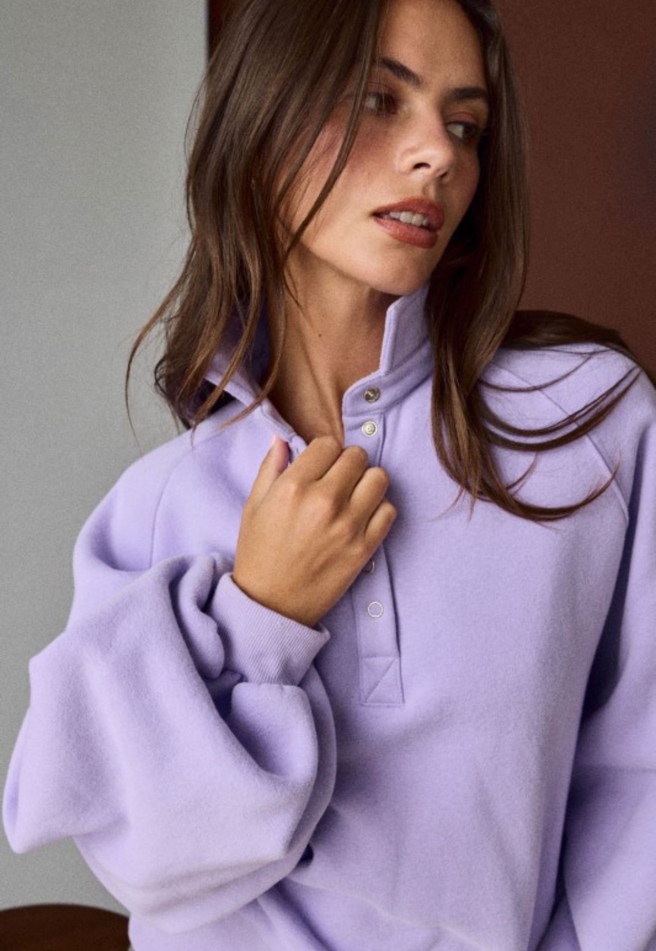 Snap Button Collar Pullover
