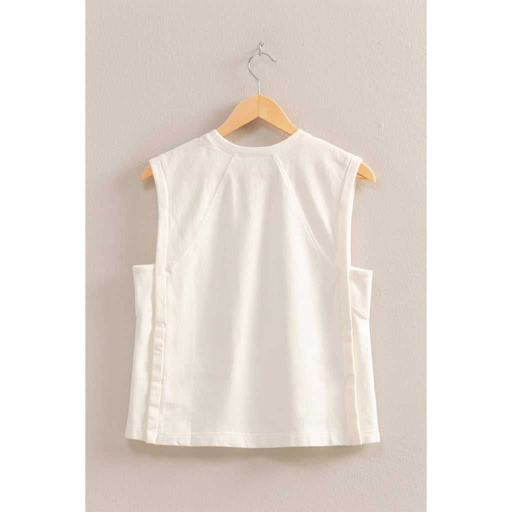 Round Neck Sleeveless Boxy Top